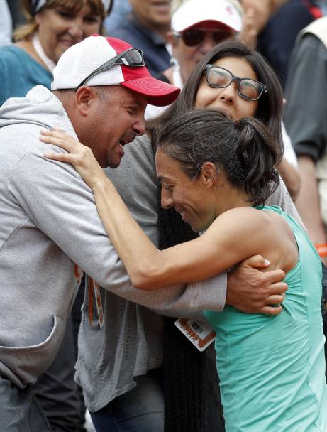 La soddisfazione di Francesca Schiavone a fine del match-maratona contro Svetlana Kuznetsova che come lei ha già vinto un Roland Garros
